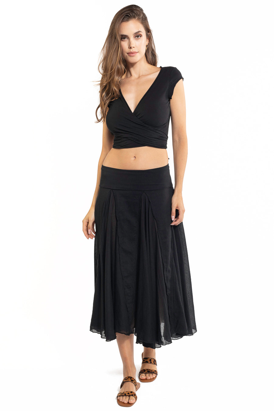 Black voile maxi skirt deals