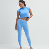 Raw Edge Crop Short Sleeve Fleece Hoodie