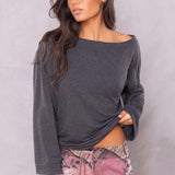 Butter Terry Slouchy Off Shoulder Pullover