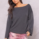 Butter Terry Slouchy Off Shoulder Pullover