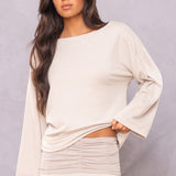 Butter Terry Slouchy Off Shoulder Pullover