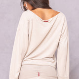 Butter Terry Slouchy Off Shoulder Pullover