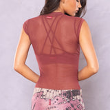 Cap Sleeve Long Mesh Tee