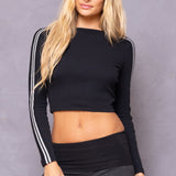 Sparkle Stripe Ribbed Crop Tee