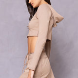 Cut-Off Side Shirred Fleece Mini Skirt