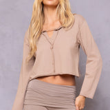 Split Front Fleece Sweatshirt