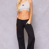 Raw Edge Wide Leg Fleece Sweatpant