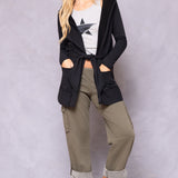 Hooded Fleece Wrap Cardigan