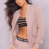 Latte Stripe Crisscross Bra