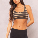 Latte Stripe Crisscross Bra