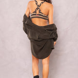 Latte Stripe Crisscross Bra