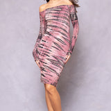 Mini Tonal Stripe Off Shoulder Midi Dress