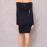 Mini Tonal Stripe Off Shoulder Midi Dress