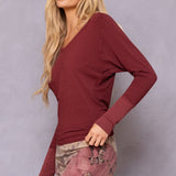 Mini Tonal Stripe Dolman Sleeve V-Scoop Tee