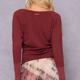 Mini Tonal Stripe Dolman Sleeve V-Scoop Tee