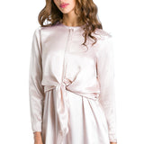 Satin Tie Front Blouse