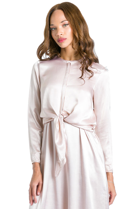 Satin Tie Front Blouse