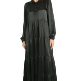 Satin Ruffle Maxi Dress