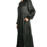 Satin Ruffle Maxi Dress
