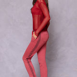 Striated Racing Stripe Fitted Jogger