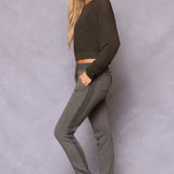 Striated Racing Stripe Fitted Jogger