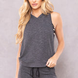 Striated Sleeveless Hoodie