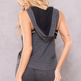 Striated Sleeveless Hoodie