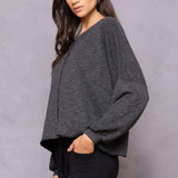 Trifecta French Terry Balloon Sleeve Crop Sweatshirt
