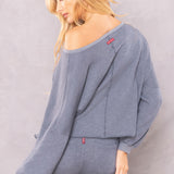 Trifecta French Terry Balloon Sleeve Crop Sweatshirt