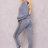 Trifecta French Terry Balloon Sleeve Crop Sweatshirt