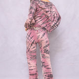 Striated Balloon Sleeve Crop Sweatshirt