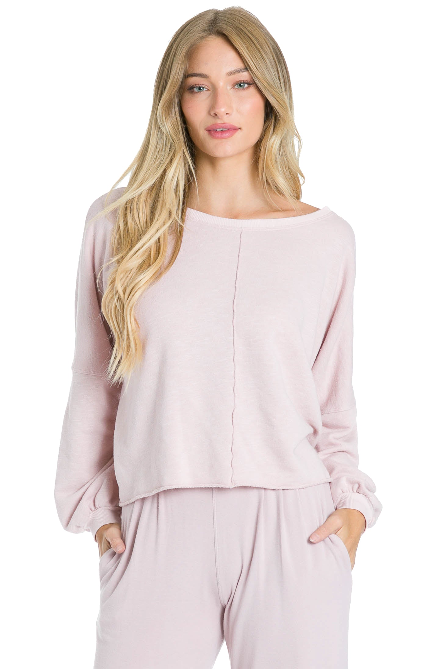 Trifecta French Terry Balloon Sleeve Crop Sweatshirt – Hard
