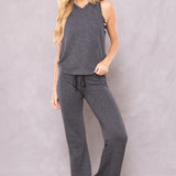 Striated Wide Leg Drawstring Sweatpant