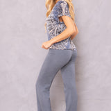 Striated Wide Leg Drawstring Sweatpant