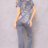 Striated Wide Leg Drawstring Sweatpant