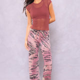 Striated Wide Leg Drawstring Sweatpant