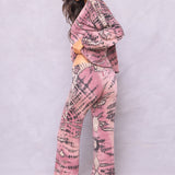 Striated Wide Leg Drawstring Sweatpant