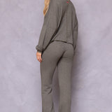 Striated Wide Leg Drawstring Sweatpant