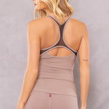 Low Back Mesh Inset Sexy Tank with Bra