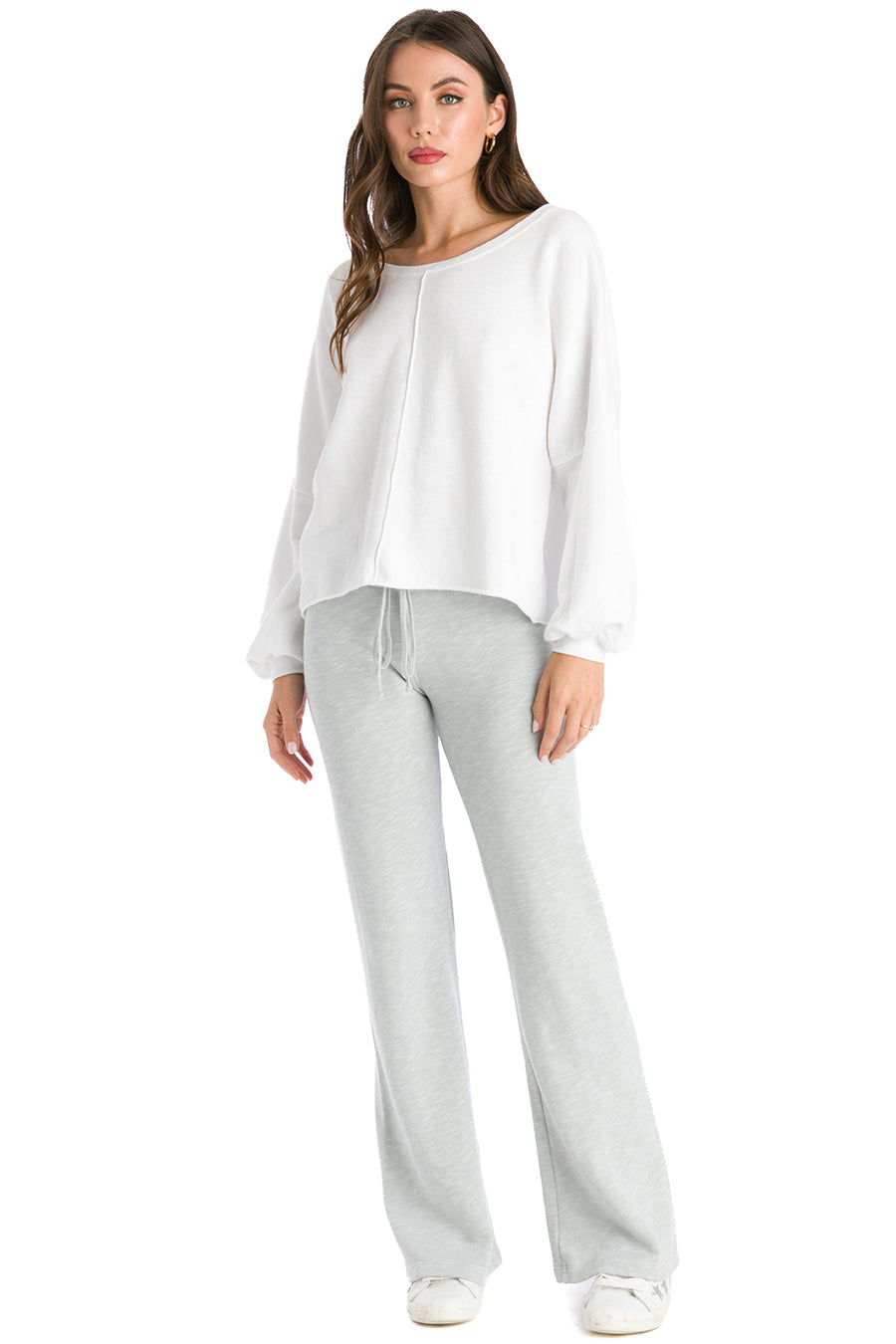 Trifecta French Terry Balloon Sleeve Crop Sweatshirt – Hard